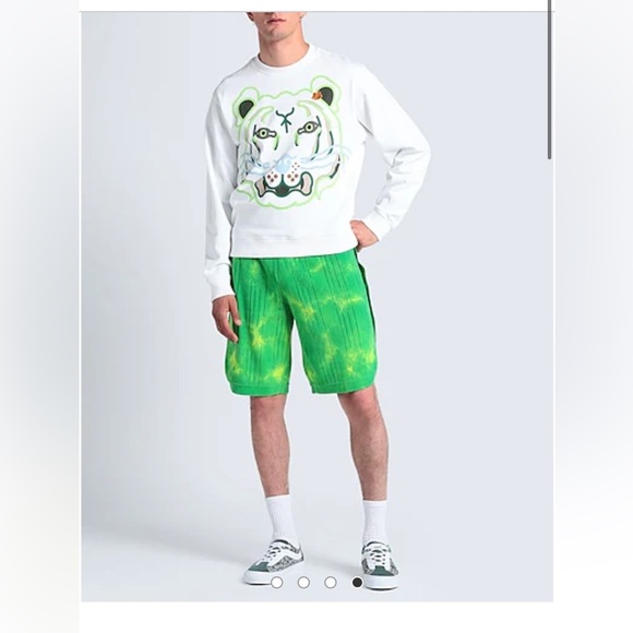 Gcds Mens acid green knit Bermuda Shorts With Logo Band - Picture 1 of 10